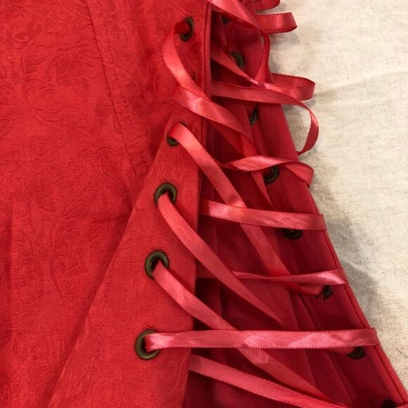 Design Aragon Jacquard Coral Lace Up Blouse Small - Picture 8 of 12